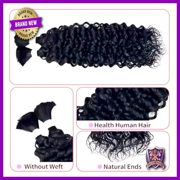 22 Inch Wet Wavy Human Hair Braiding Bundles Unprocessed Virgin 100G main image 6